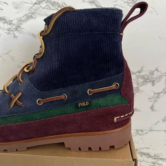 Polo Ralph Lauren Ranger Mid Country Corduroy Suede Leather Boots Men’s Size 9.5